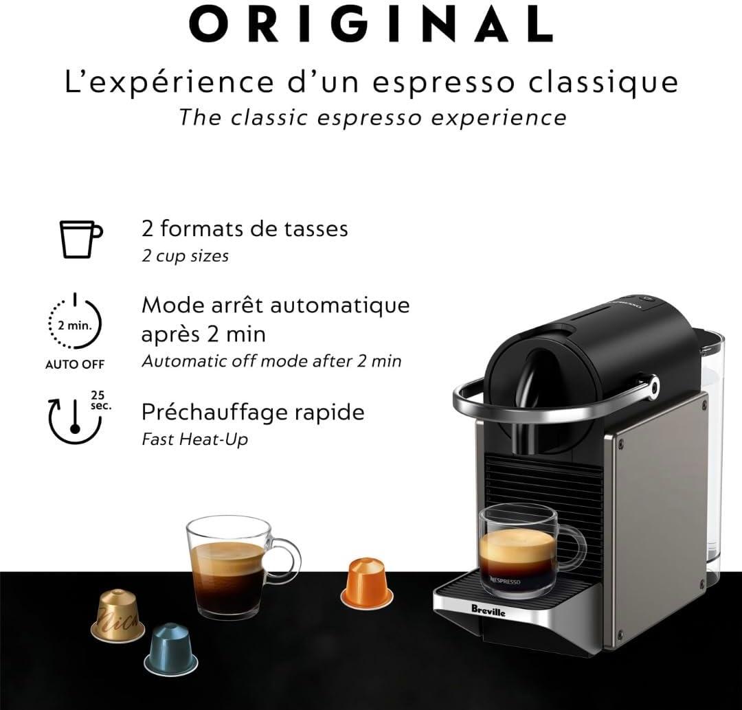 imageNespresso BEC430TTN Pixie Espresso Machine 24 ounces by Breville TitanBlack