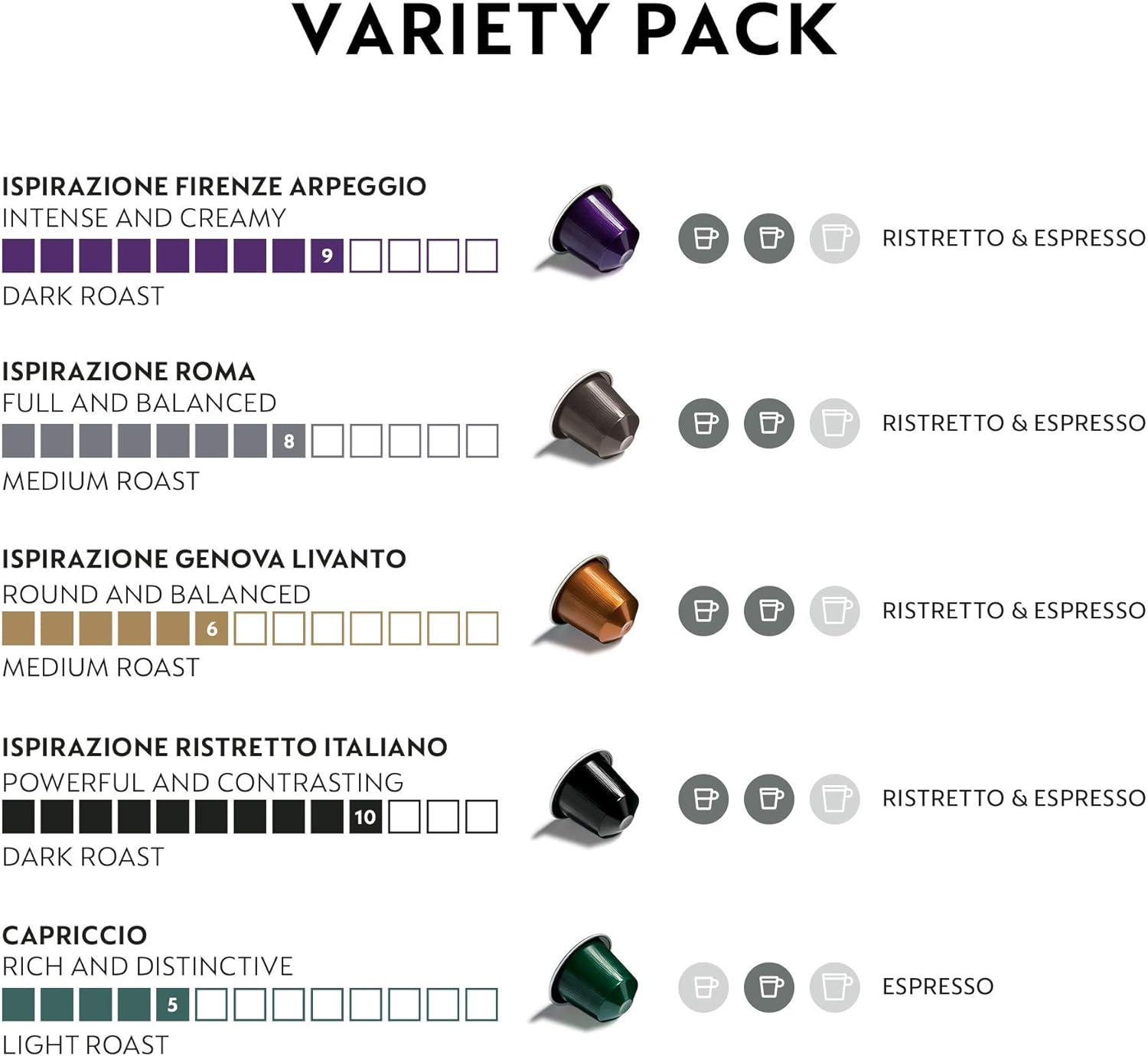 imageNespresso Capsules Original Line Ispirazione Variety Pack Medium ampamp Dark Roast Espresso Coffee 50 Count Coffee PodsIspirazione Variety Pack
