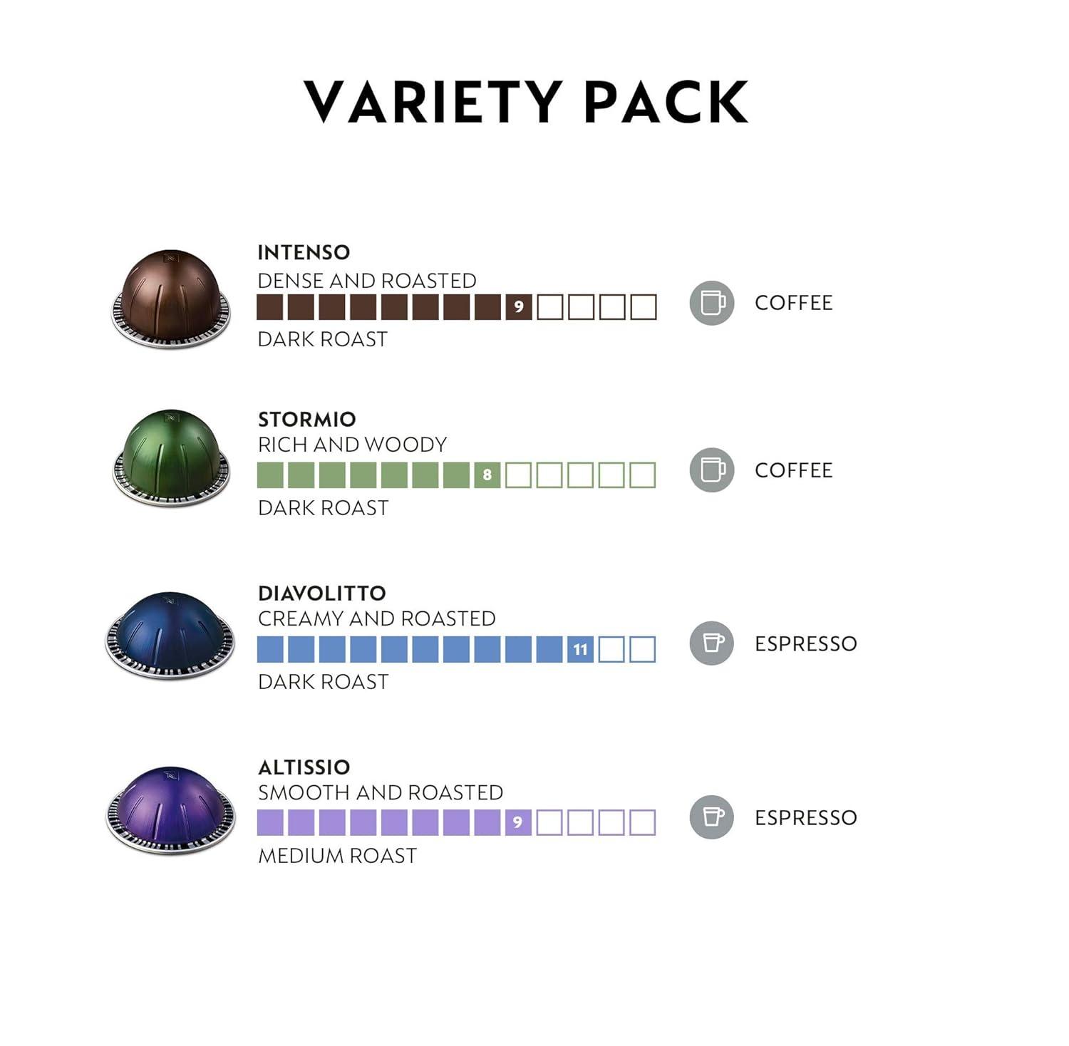 imageNespresso Capsules Vertuo Dark Assortment Variety Pack Dark Roast Coffee ampamp Espresso 40Count Coffee ampamp Espresso Pods Brews 78 oz and 135ozDark Assortment Variety Pack