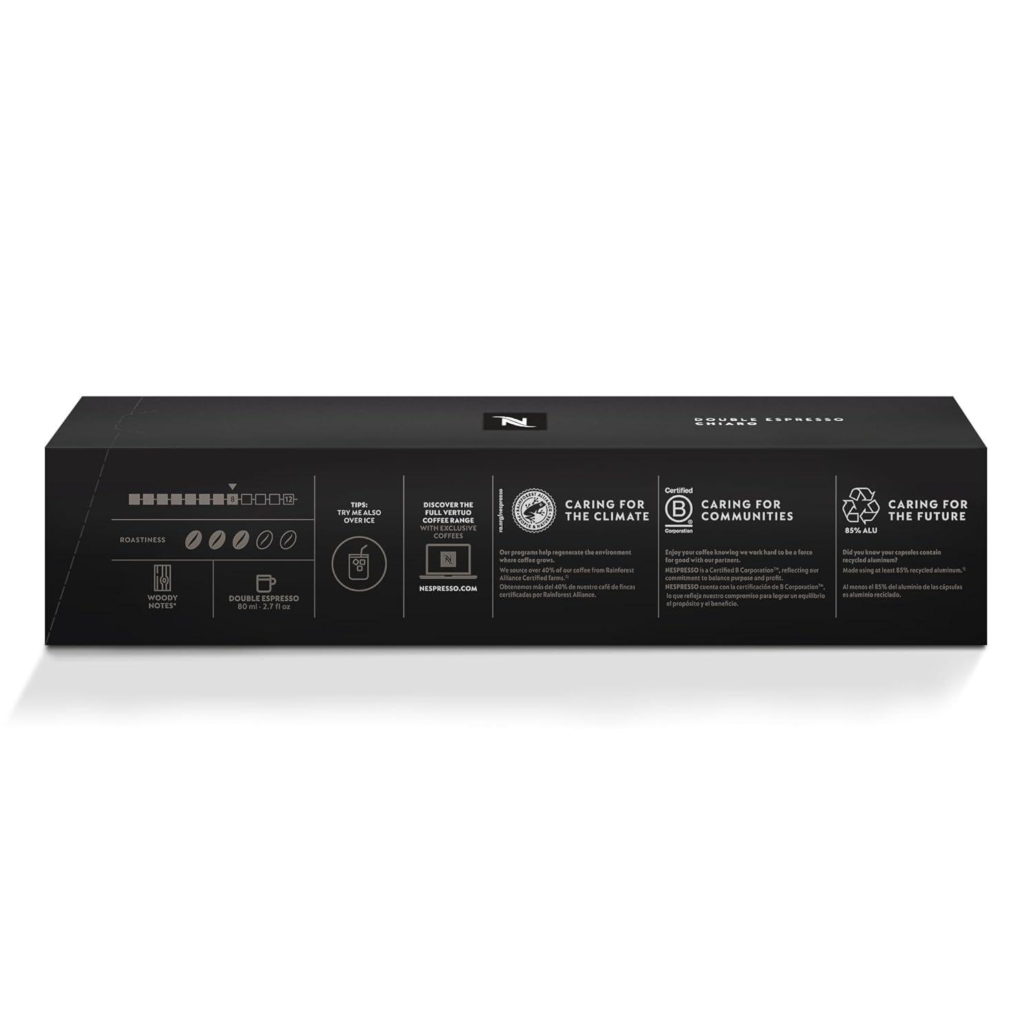 imageNespresso Capsules Vertuo Double Espresso Chiaro Medium Roast Espresso Coffee 30Count Coffee Pods Brews 27ozChiaro