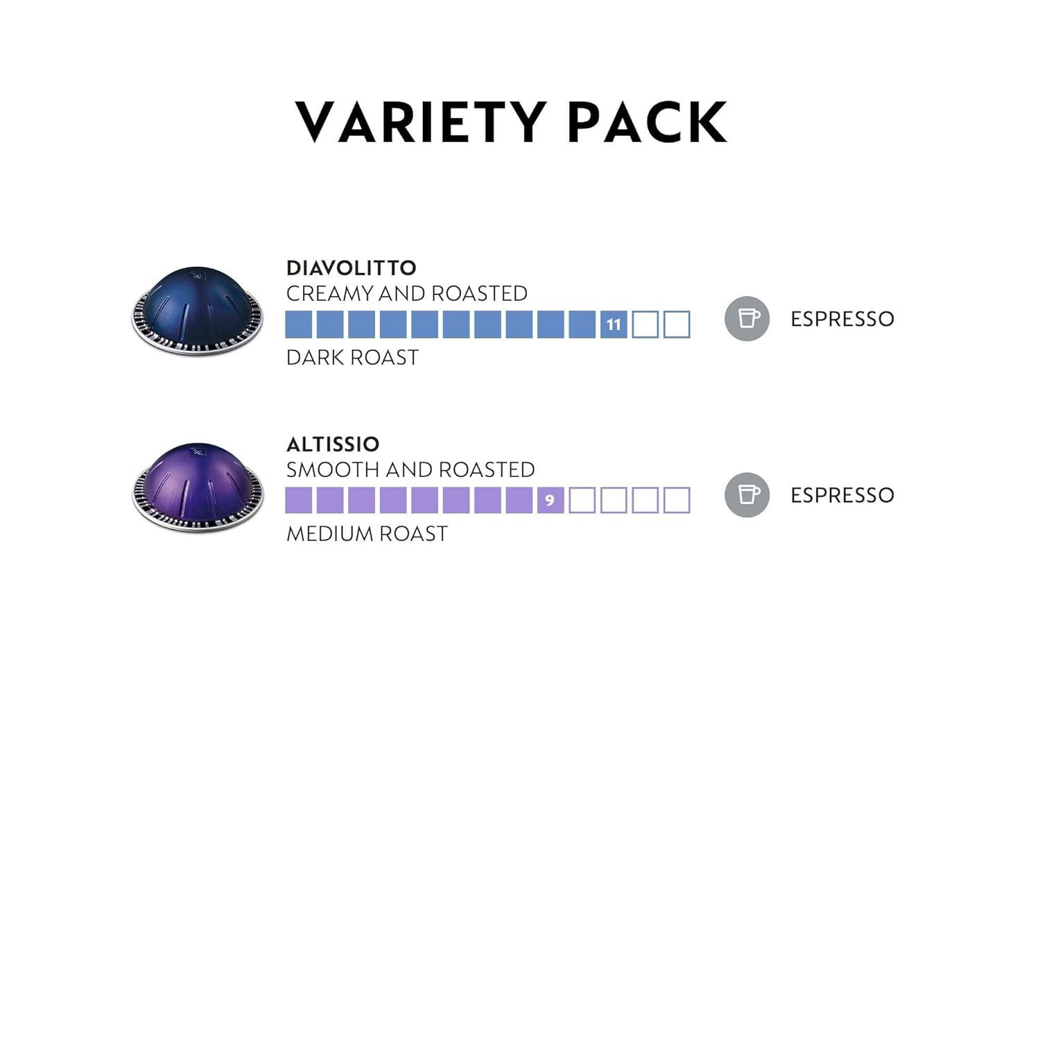 imageNespresso Capsules Vertuo Espresso Bold Variety Pack Medium and Dark Roast Coffee 40Count Espresso Pods Brews 135ozDiavolitto and Altissio Variety Pack