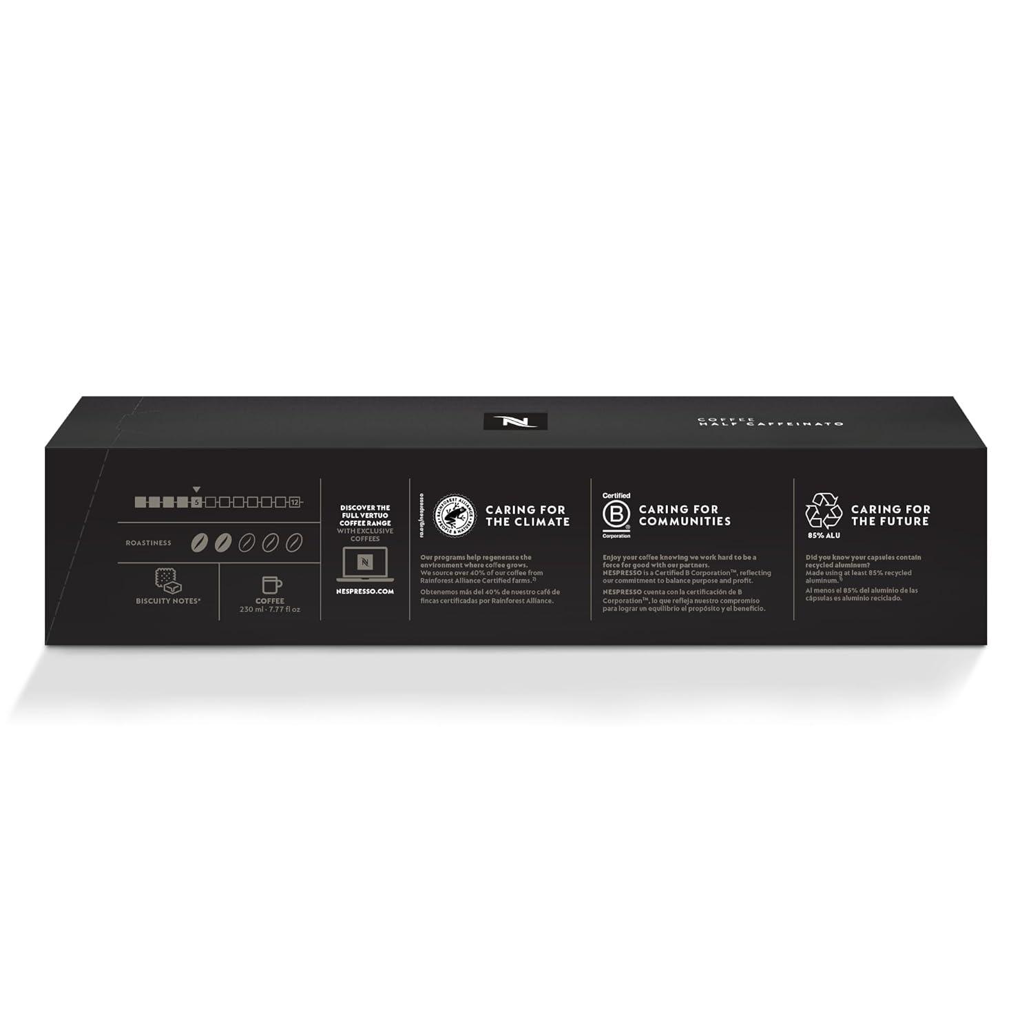 imageNespresso Capsules Vertuo Fortado Decaffeinato Gran Lungo 30Count Coffee Pods Brews 50 ozHalf Caffeinato