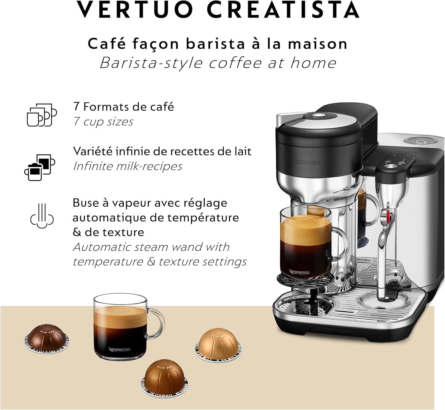 imageNespresso Vertuo Creatista Coffee and Espresso Maker by Breville Brushed Stainless SteelBlack Truffle