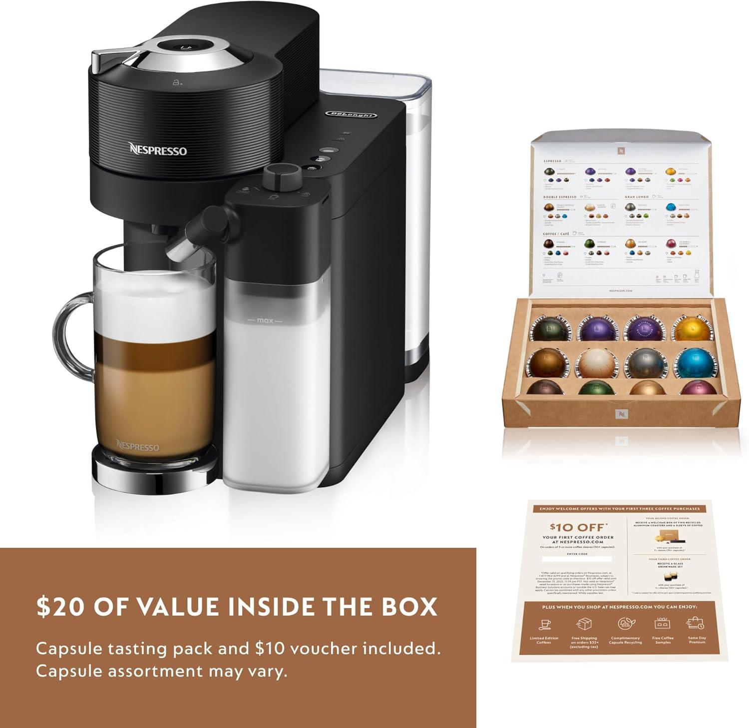 imageNespresso Vertuo Lattissima Coffee ampamp Espresso Maker by DeLonghi Matte White and GlossyBlack