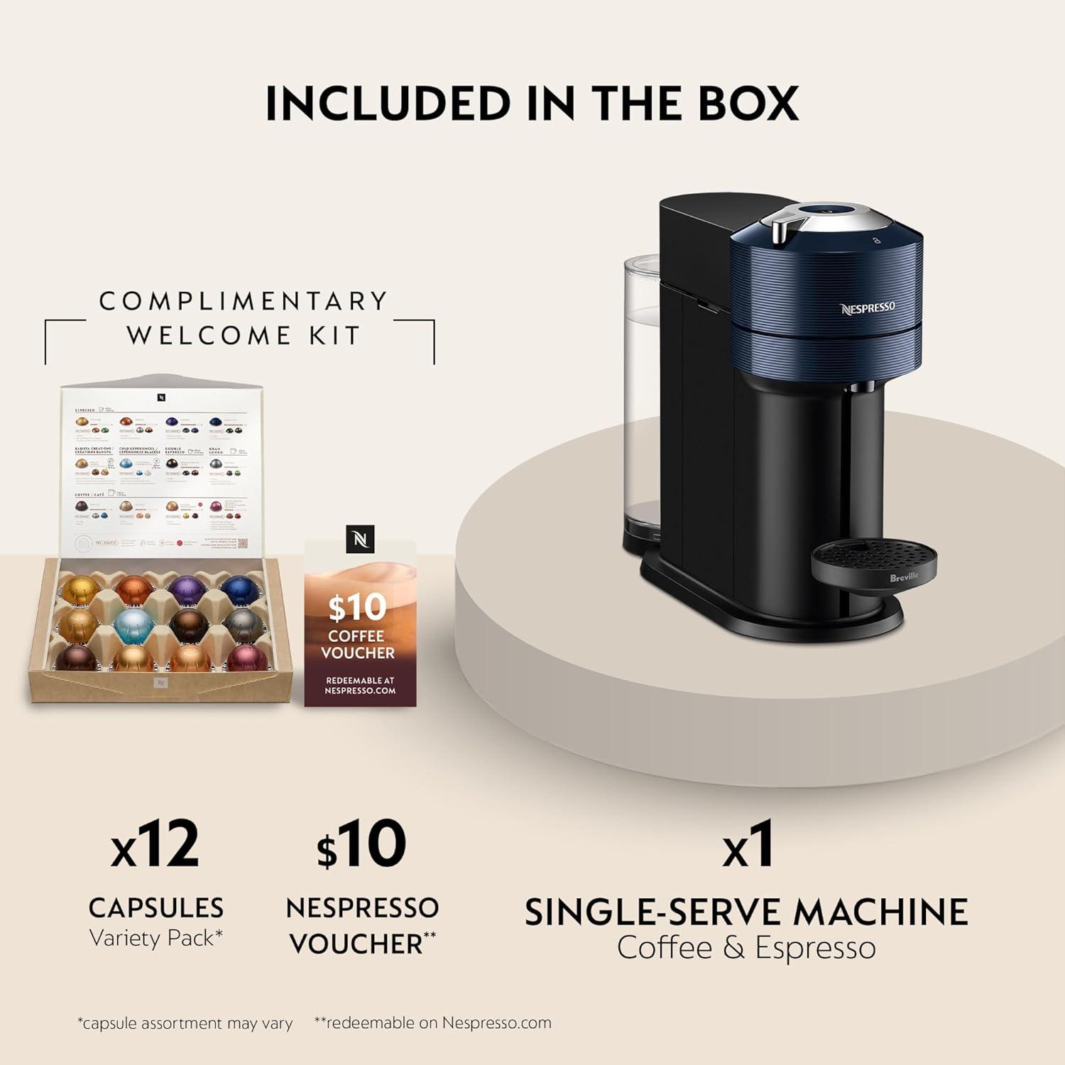 imageNespresso Vertuo Next Coffee and Espresso Machine by Breville with Milk Frother 11 liters CherryNavy