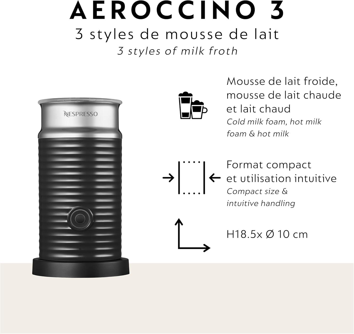 imageNespresso Vertuo Next Premium Coffee and Espresso Maker by Breville with Aeroccino Milk FrotherBlack