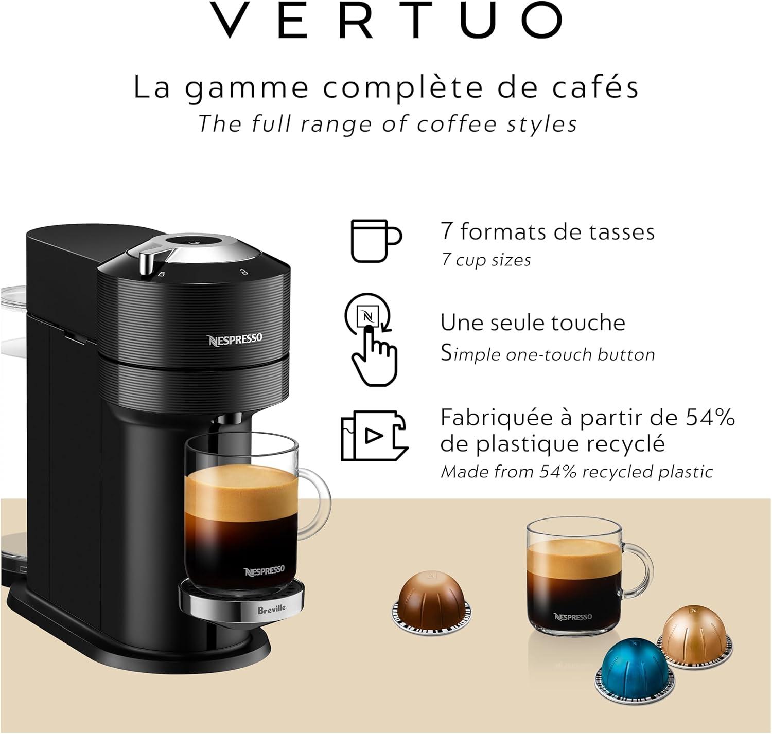 imageNespresso Vertuo Next Premium Coffee and Espresso Maker by Breville with Aeroccino Milk FrotherBlack
