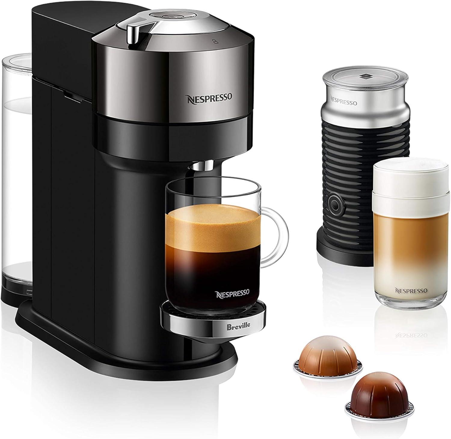 imageNespresso Vertuo Next Premium Coffee and Espresso Maker by Breville with Aeroccino Milk FrotherChrome
