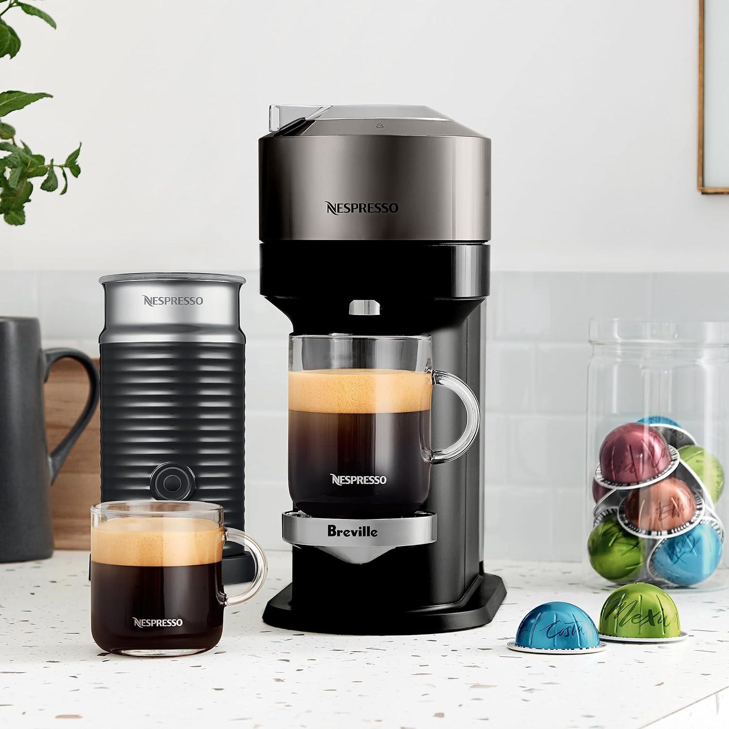 imageNespresso Vertuo Next Premium Coffee and Espresso Maker by Breville with Aeroccino Milk FrotherChrome