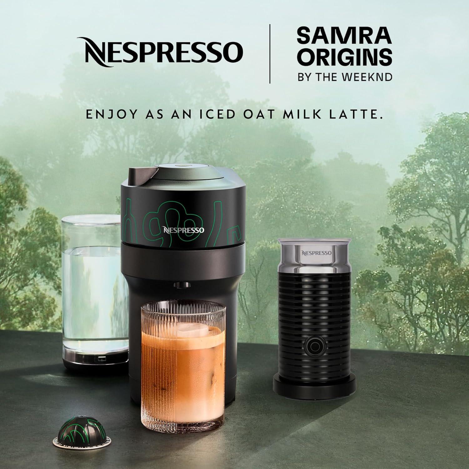 imageNespresso Vertuo Pop Coffee and Espresso Maker by Breville Samra Origins by The Weeknd Aeroccino3 Milk Frother and Togetherness Blend Double Espresso Light Roast 20Count Coffee Pods