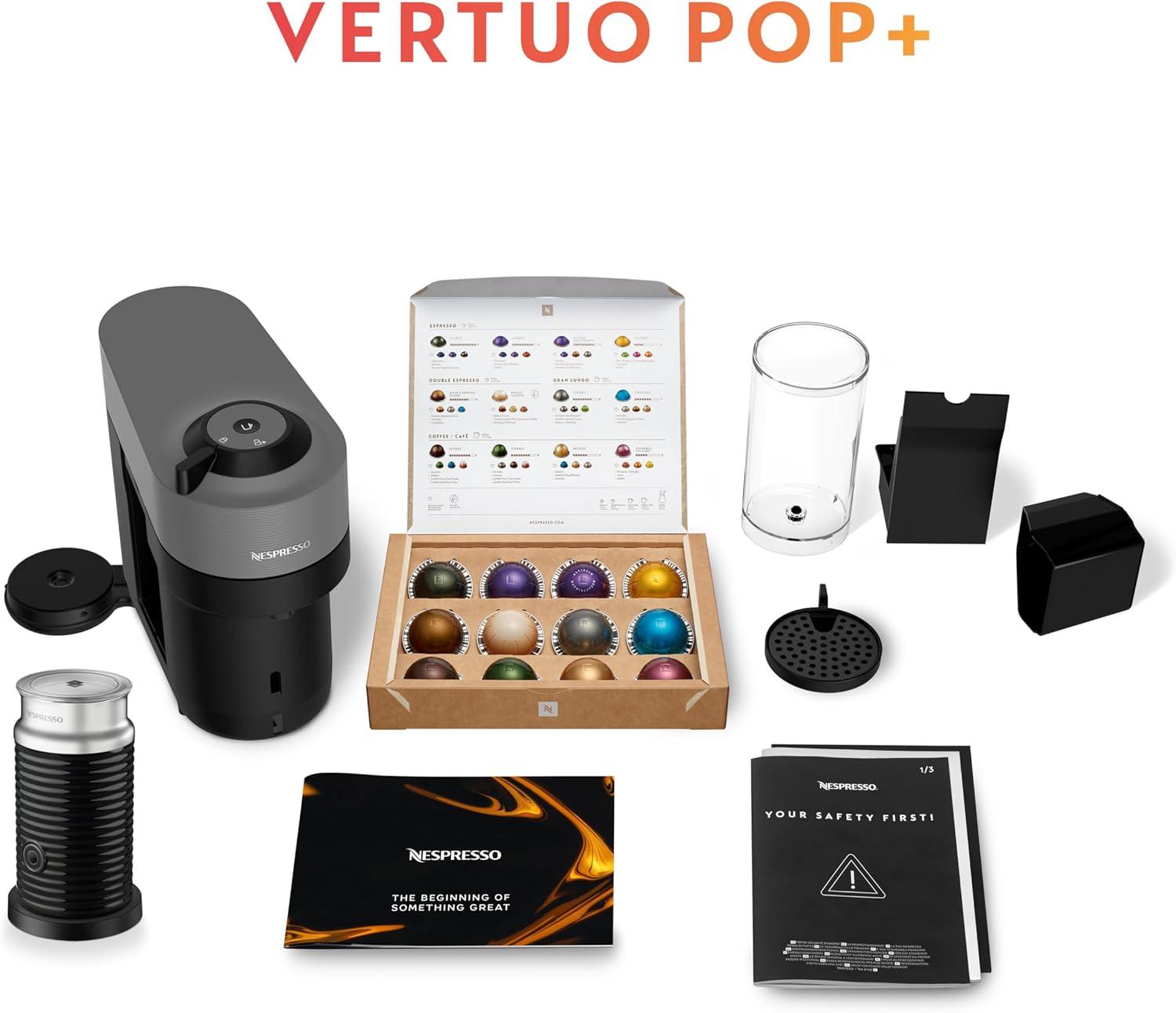 imageNespresso Vertuo Pop Coffee and Espresso Maker by Breville Samra Origins by The Weeknd Vertuo Metad Green Machine and Nespresso Aeroccino3 milk frotherDark Grey