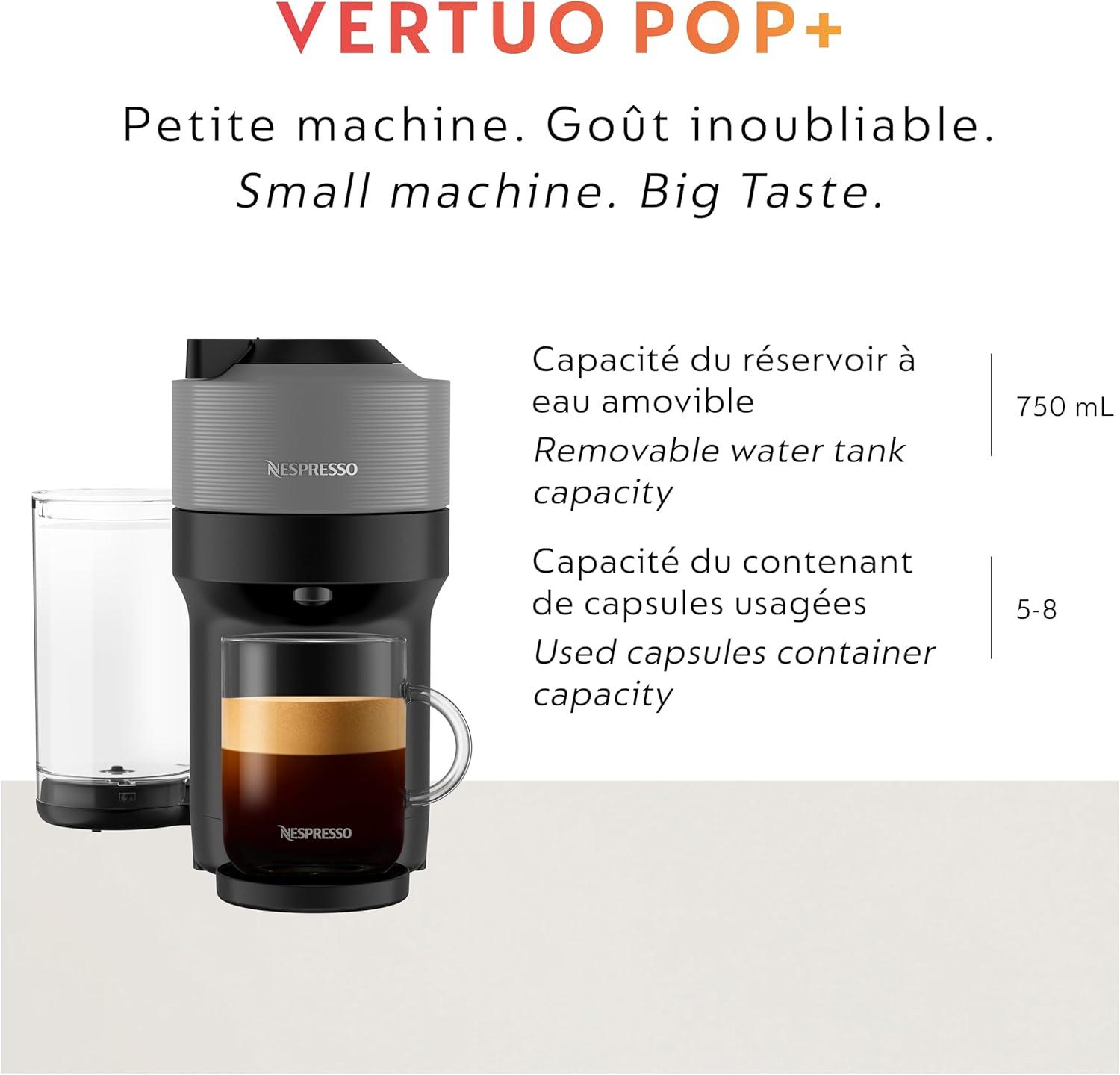 imageNespresso Vertuo Pop Coffee and Espresso Maker by Breville Samra Origins by The Weeknd Vertuo Metad Green Machine and Nespresso Aeroccino3 milk frotherDark Grey