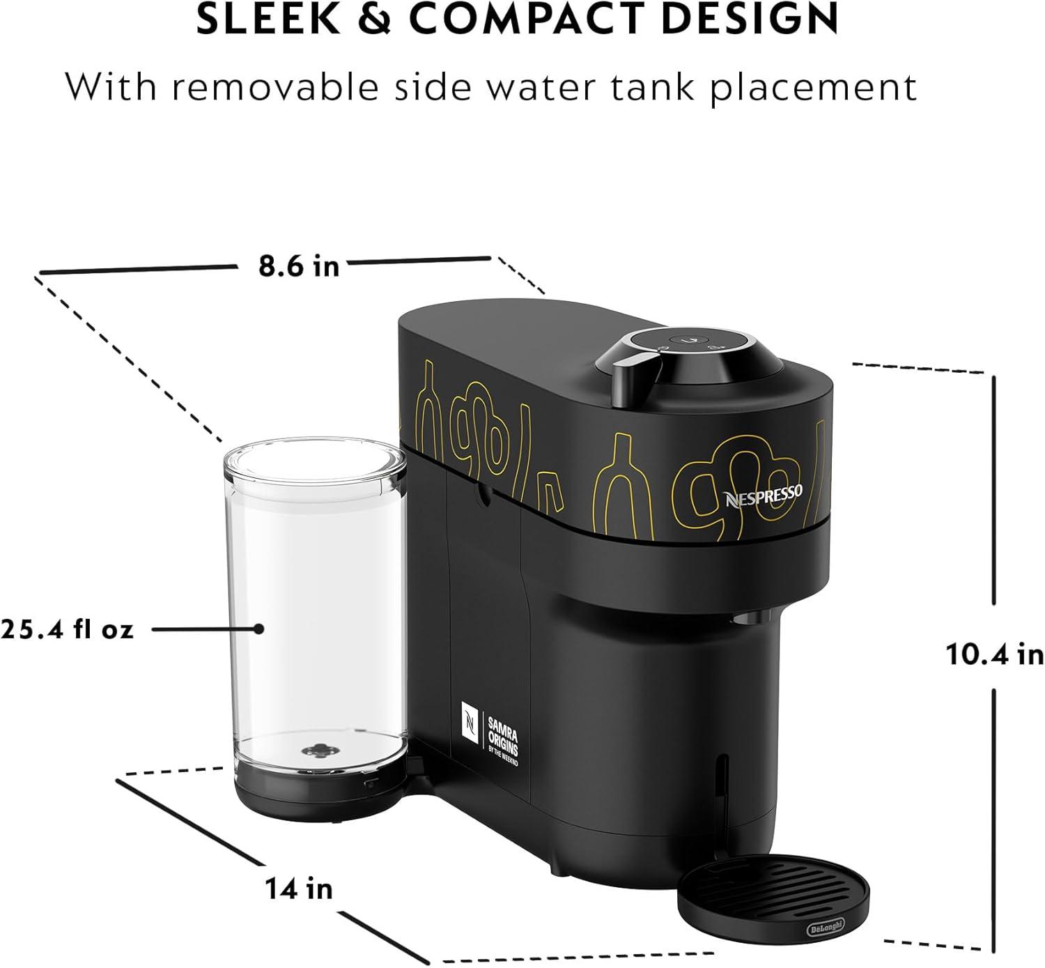 imageNespresso Vertuo Pop Coffee and Espresso Maker by DeLonghi Samra Origins by The Weeknd Aeroccino3 Milk Frother and Togetherness Blend Double Espresso Light Roast 20Count Coffee Pods