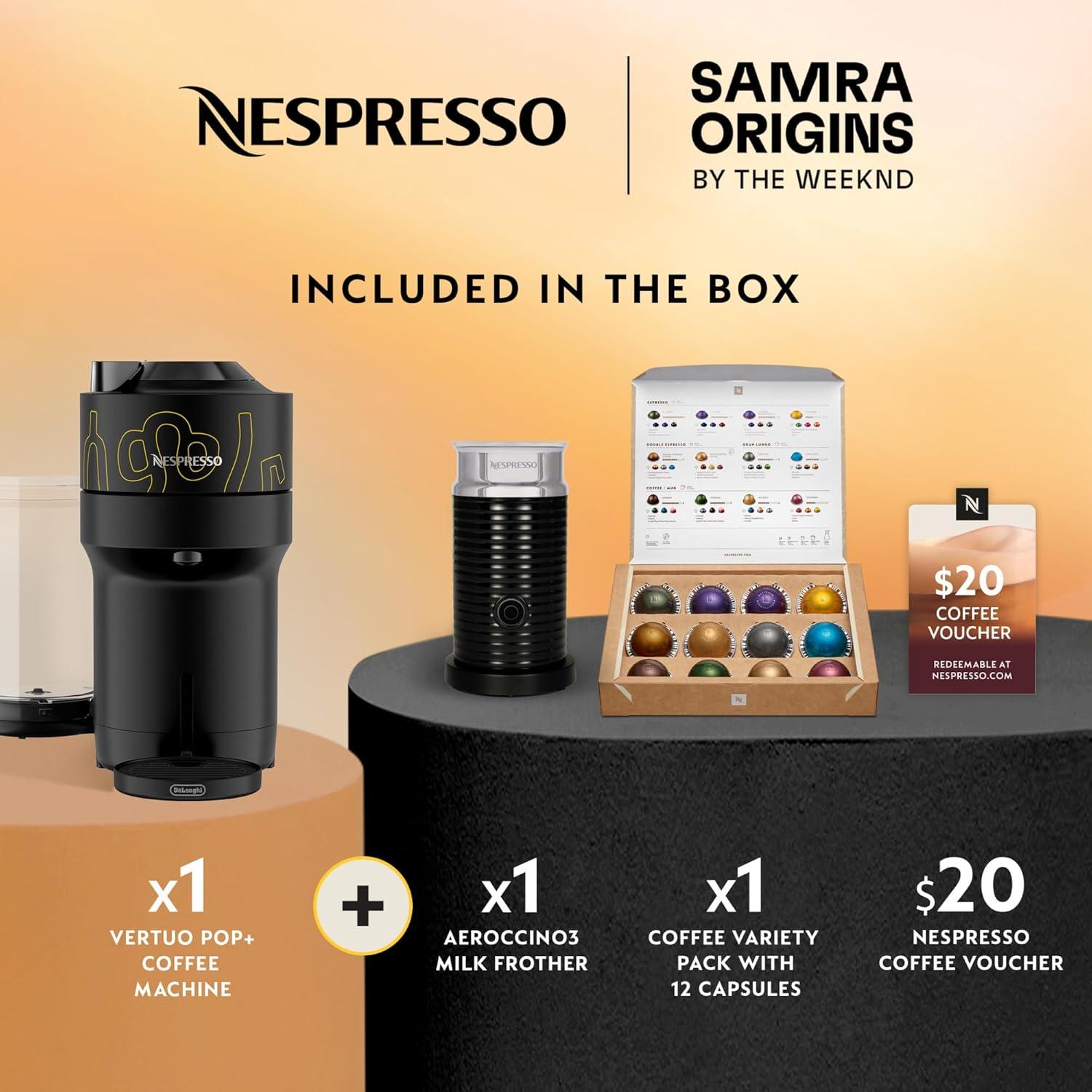 imageNespresso Vertuo Pop Coffee and Espresso Maker by DeLonghi Samra Origins by The Weeknd Vertuo Buna YellowBuna Yellow