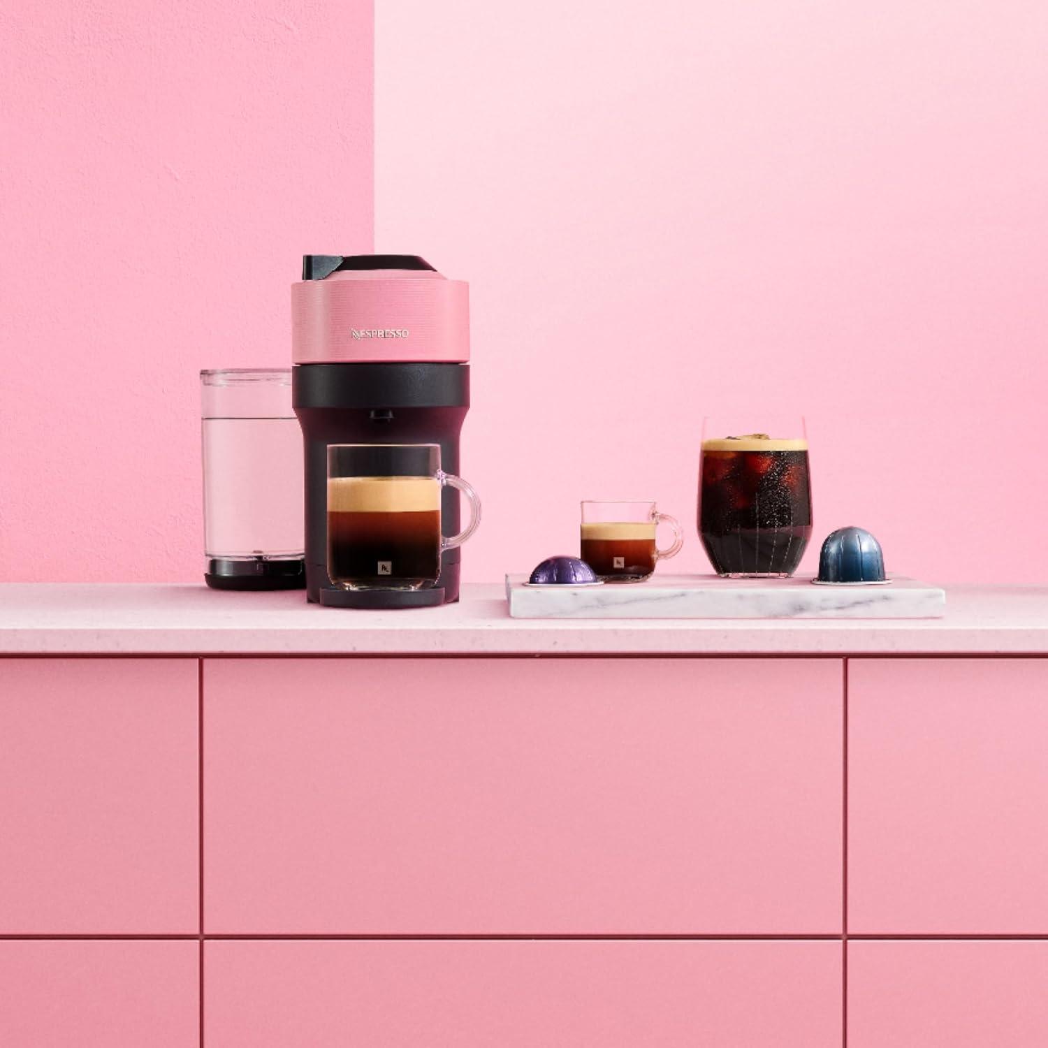 imageNespresso Vertuo Pop Coffee and Espresso Maker by DeLonghi Samra Origins by The Weeknd Vertuo Buna YellowCandy Pink