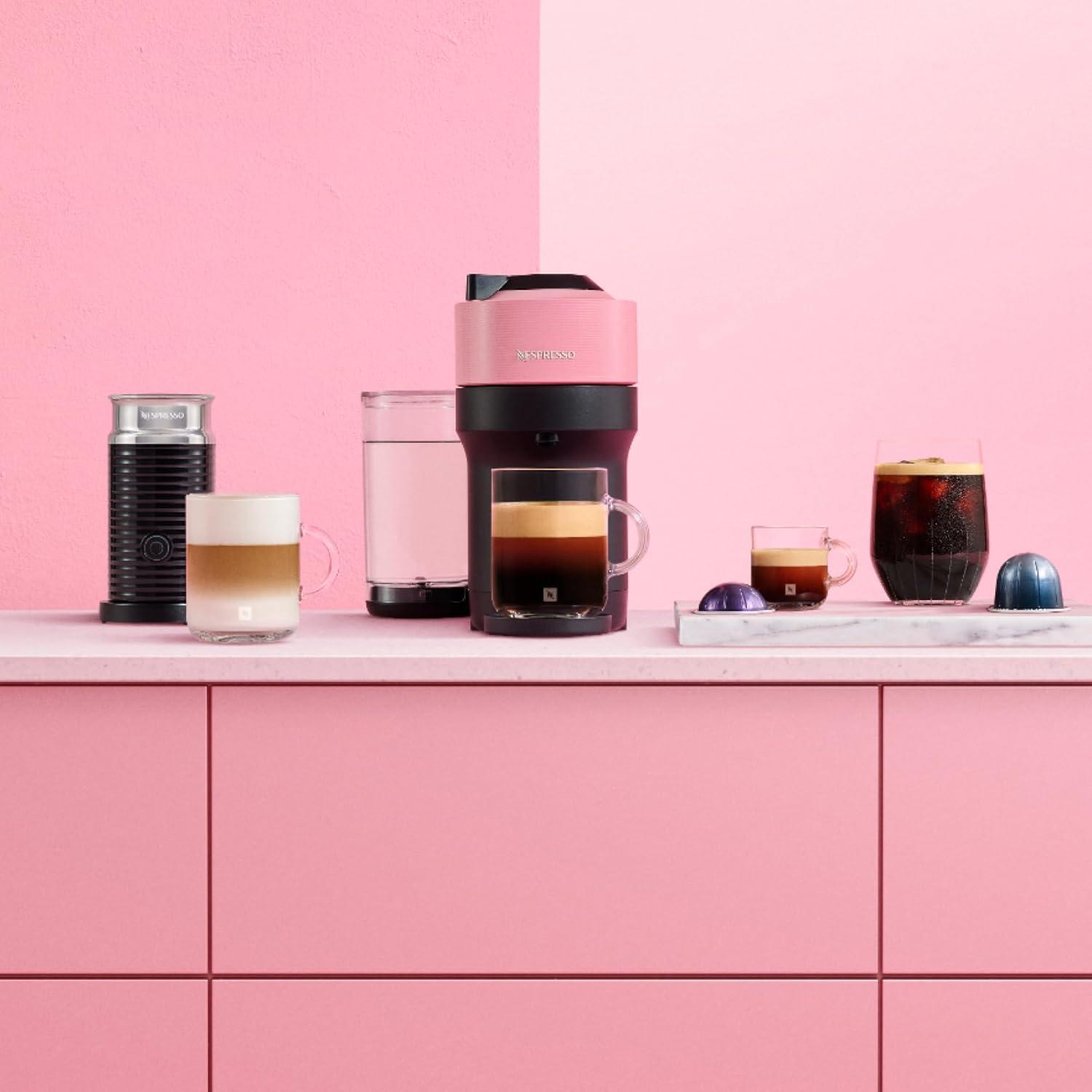 imageNespresso Vertuo Pop Coffee and Espresso Maker by DeLonghi Samra Origins by The Weeknd Vertuo Buna YellowCandy Pink