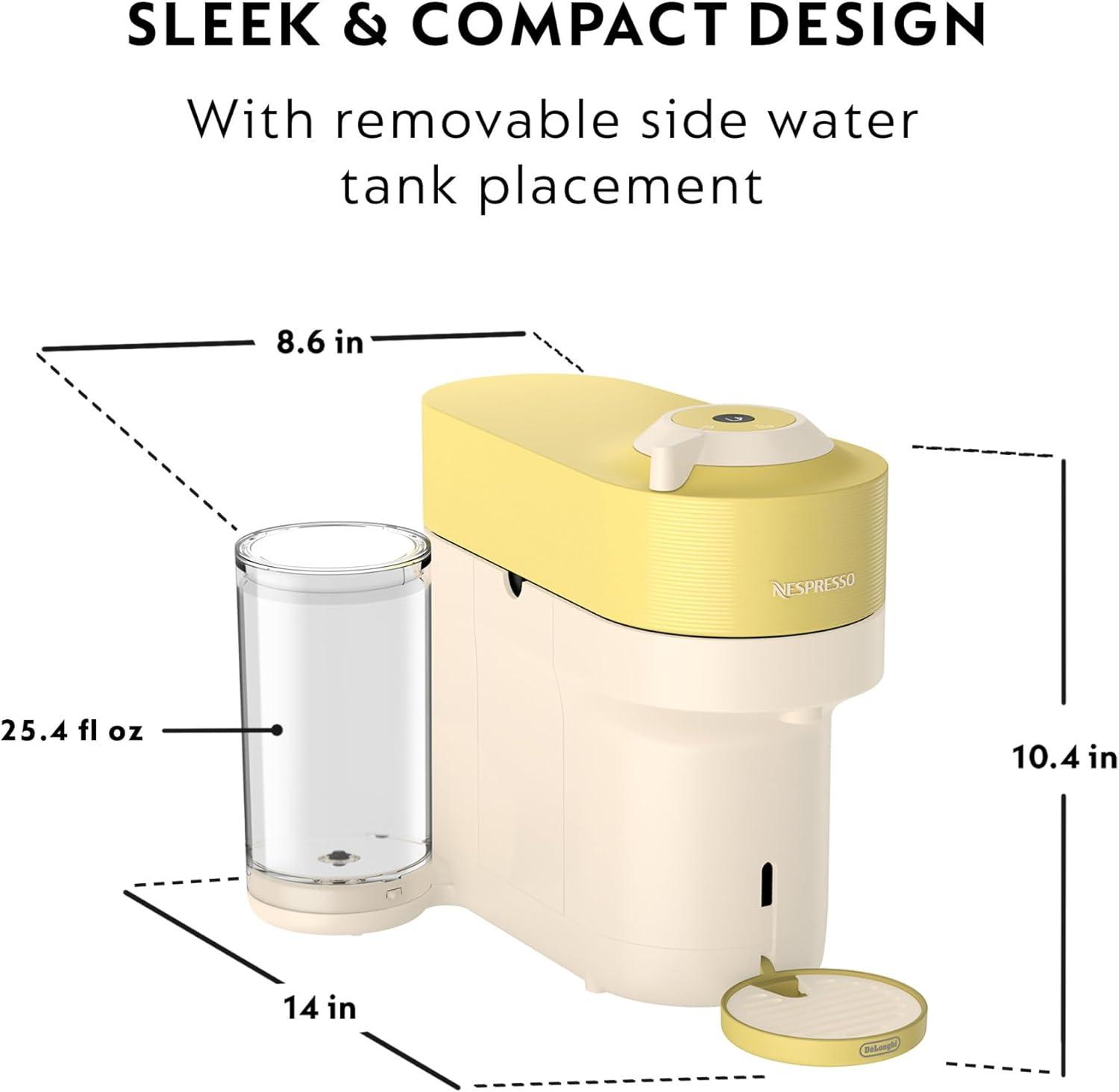 imageNespresso Vertuo Pop Coffee and Espresso Maker by DeLonghi Samra Origins by The Weeknd Vertuo Buna YellowPastel Yellow