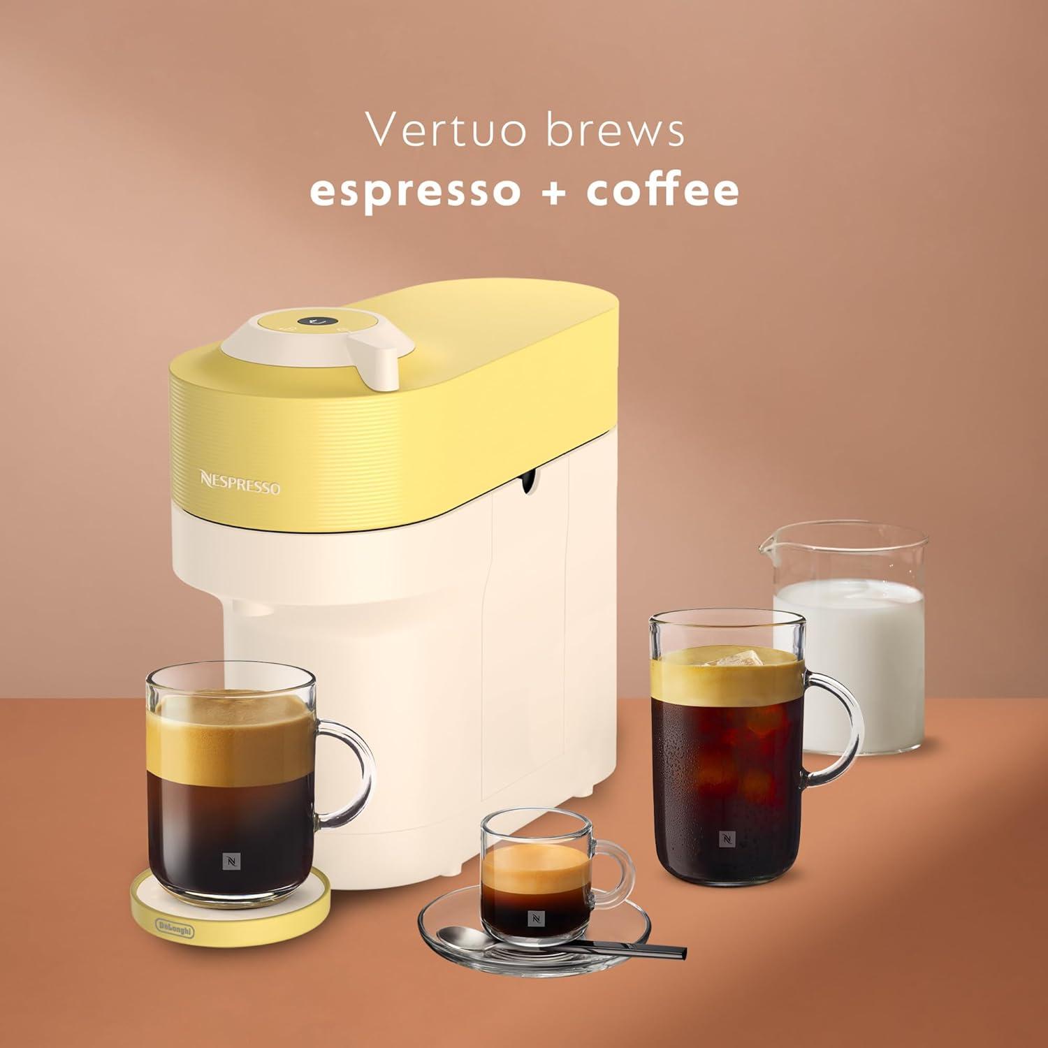 imageNespresso Vertuo Pop Coffee and Espresso Maker by DeLonghi Samra Origins by The Weeknd Vertuo Buna YellowPastel Yellow