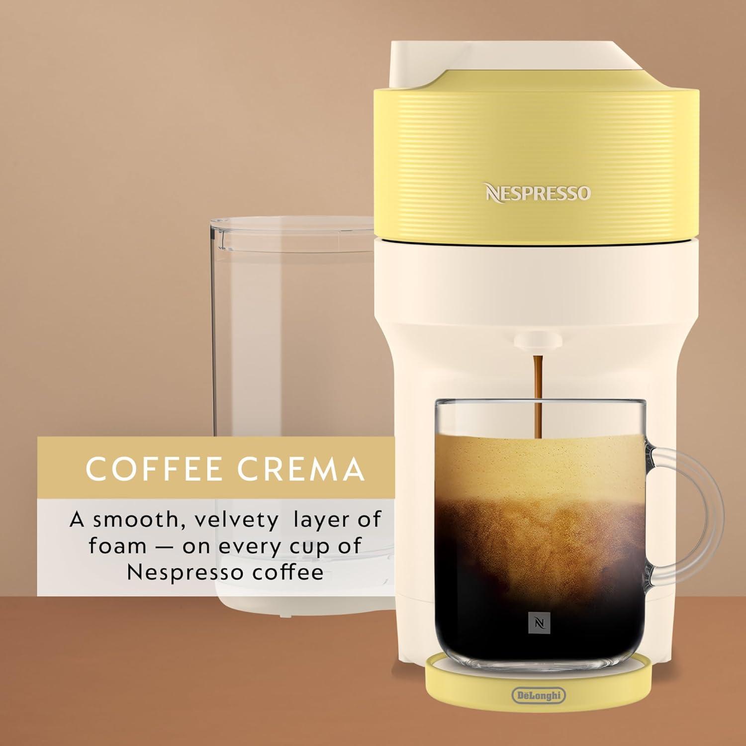 imageNespresso Vertuo Pop Coffee and Espresso Maker by DeLonghi Samra Origins by The Weeknd Vertuo Buna YellowPastel Yellow