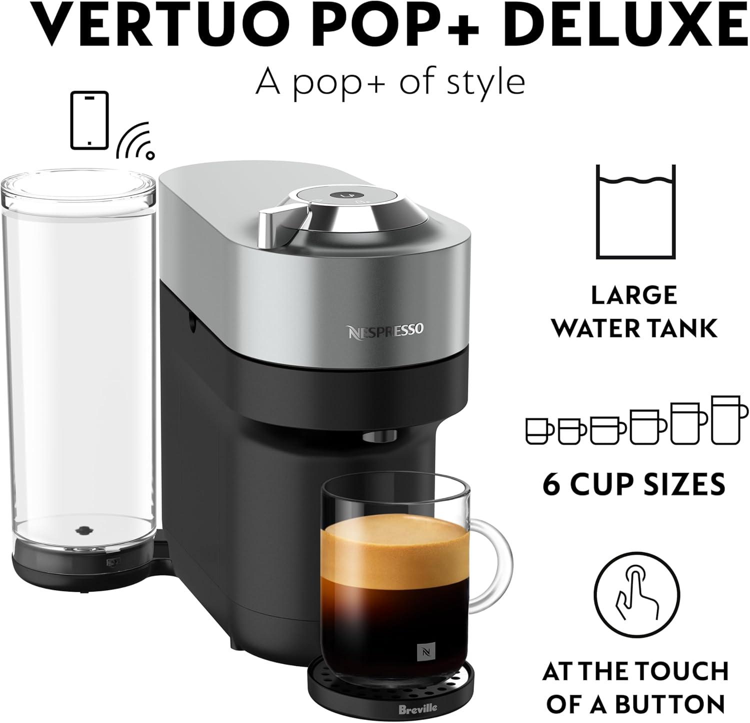 imageNespresso Vertuo Pop Deluxe Coffee and Espresso Maker by Breville with Milk Frother 1500 watts TitanTitan