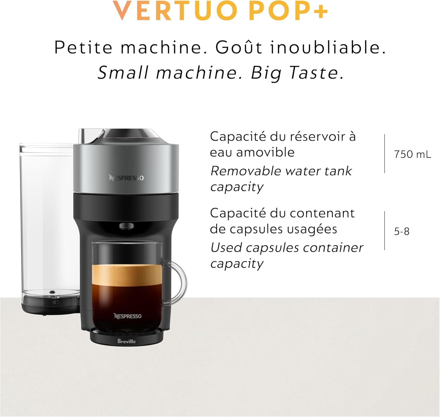 imageNespresso Vertuo Pop Deluxe Coffee and Espresso Maker by Breville with Milk Frother 1500 watts TitanTitan