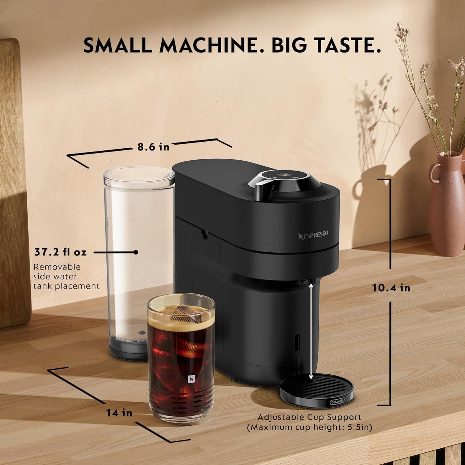 imageNespresso Vertuo Pop Deluxe by DeLonghi with Aeroccino SilverBlack Matte Chrome