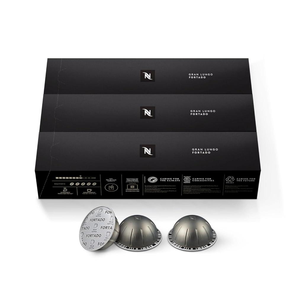 imageNespresso Capsules Vertuo Arondio Gran Lungo Americano Medium Roast Coffee 30 Count Coffee Pods Brews 50ozFortado Gran Lungo