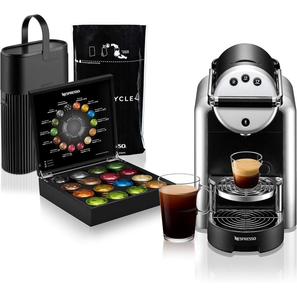 imageNespresso Professional Coffee Maker Starter Bundle Zenius Professional Coffee Machine Presentation Box CapsulesSilver