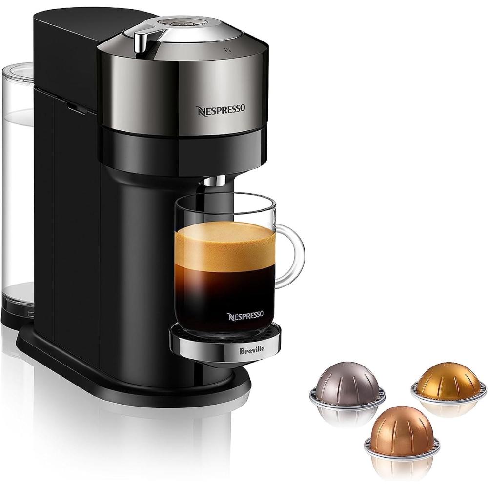 imageNespresso Vertuo Next Premium Coffee and Espresso Maker by Breville with Aeroccino Milk FrotherChrome
