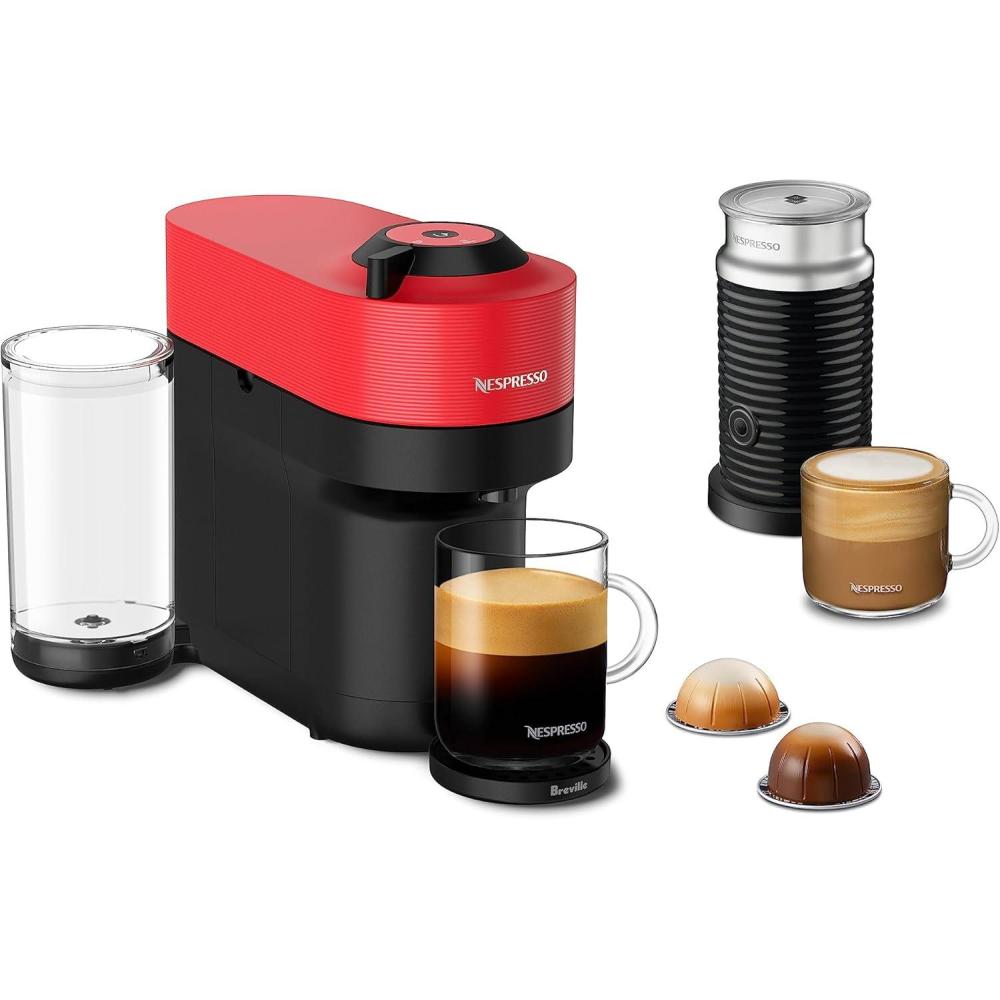 imageNespresso Vertuo Pop Coffee and Espresso Maker by Breville Samra Origins by The Weeknd Vertuo Metad Green Machine and Nespresso Aeroccino3 milk frotherSpicy Red