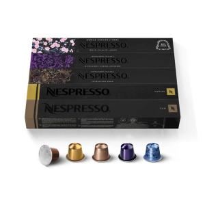 imageNespresso Capsules Original Line Ispirazione Variety Pack Mild Medium Dark Roast Espresso Coffee 50 Count Espresso Coffee Pods
