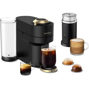 imageNespresso Vertuo Pop Deluxe Coffee and Espresso Maker by Breville with Milk Frother 1500 watts TitanMatte Black Gold