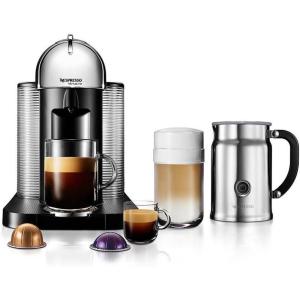 imageNespresso AGCA1USCHNE VertuoLine Coffee and Espresso Maker with Aeroccino Plus Milk Frother Chrome