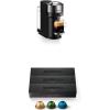 imageBreville Nespresso BNV540DCR Vertuo Next Espresso Machine Dark Chrome with Nespresso Capsules VertuoLine Medium and Dark Roast Coffee Variety Pack 10 Count Pack of 3Machine with Nespresso Capsules