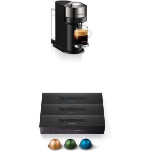 imageBreville Nespresso BNV540DCR Vertuo Next Espresso Machine Dark Chrome with Nespresso Capsules VertuoLine Medium and Dark Roast Coffee Variety Pack 10 Count Pack of 3Machine with Nespresso Capsules