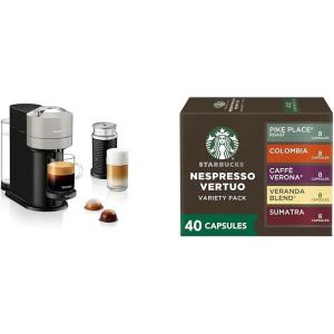 imageNespresso Vertuo Next Coffee and Espresso Maker by Breville with Aeroccino Milk Frother Light Grey  Starbucks Capsules Vertuo Line