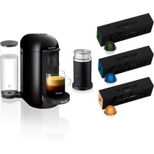 imageNespresso VertuoPlus Coffee and Espresso Maker by Breville with Aeroccino Ink Black WITH NESPRESSO CAPSULES INCLUDED