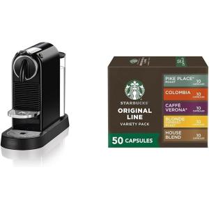 imageNespresso CitiZ Espresso Machine by DeLonghi Limousine Black  Starbucks Capsules Original Line