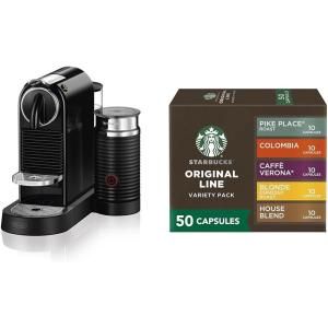 imageNespresso CitiZampmilk Espresso Machine by DeLonghi Limousine Black  Starbucks Capsules Original Line