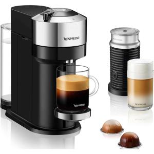 imageNespresso DeLonghi Vertuo Next Deluxe by DeLonghi with Aeroccino  Chrome Renewed