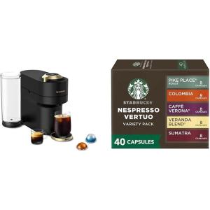 imageNespresso LimitedEdition Vertuo Pop Coffee and Espresso Maker by Breville Matte Black Gold  Starbucks Capsules Vertuo Line