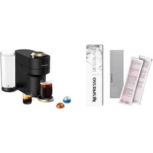 imageNespresso LimitedEdition Vertuo Pop Coffee and Espresso Maker by Breville Matte Black Gold Descaling Kit