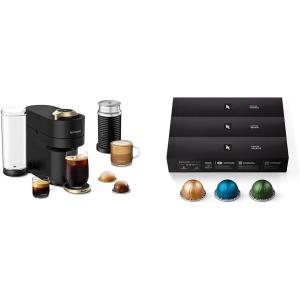 imageNespresso LimitedEdition Vertuo Pop Deluxe Coffee and Espresso Maker by Breville with Milk Frother Matte Black Gold Capsules Vertuo Line