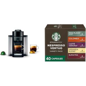 imageNespresso Vertuo Coffee and Espresso Maker by DeLonghi Piano Black  Starbucks Capsules Vertuo Line
