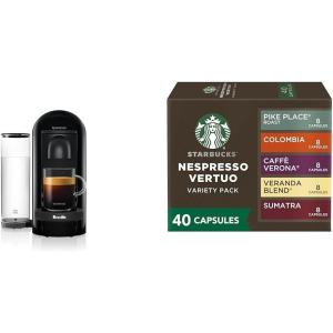 imageNespresso Vertuo Plus Coffee and Espresso Maker by Breville Ink Black  Starbucks Capsules Vertuo Line