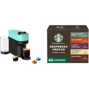 imageNespresso Vertuo Pop Coffee and Espresso Maker by Breville Aqua Mint  Starbucks Capsules Vertuo Line