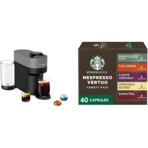 imageNespresso Vertuo Pop Coffee and Espresso Maker by Breville Dark grey  Starbucks Capsules Vertuo Line