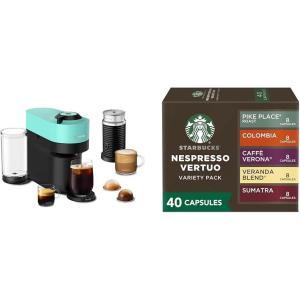 imageNespresso Vertuo Pop Coffee and Espresso Maker by Breville with Milk Frother Aqua Mint  Starbucks Capsules Vertuo Line
