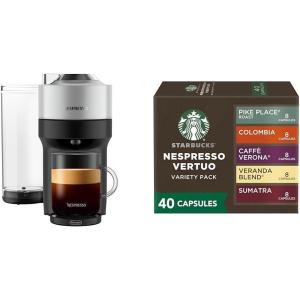 imageNespresso Vertuo Pop Deluxe Coffee and Espresso Maker by DeLonghi Silver  Starbucks Capsules Vertuo Line