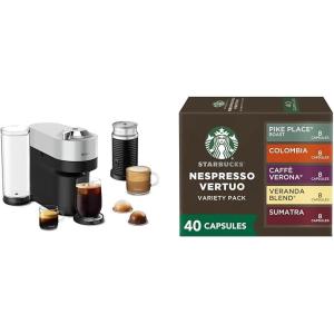 imageNespresso Vertuo Pop Deluxe Coffee and Espresso Maker by DeLonghi with Milk Frother Silver  Starbucks Capsules Vertuo Line